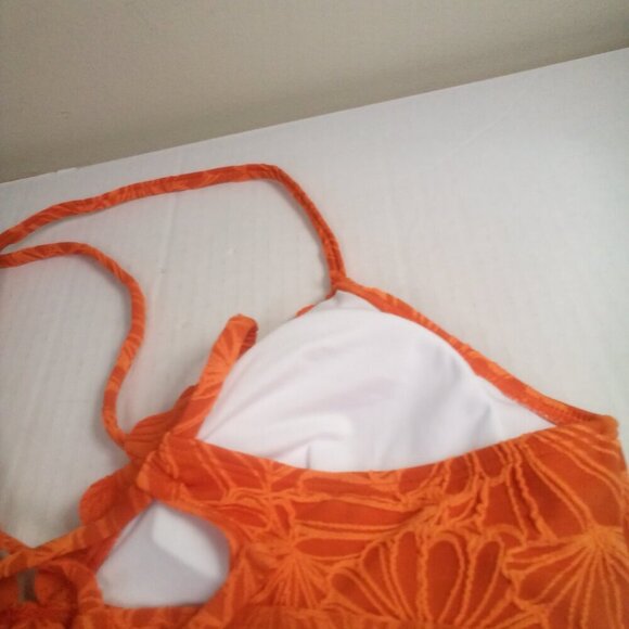 Cupshe Bikini Top Women XL Padded Cups Textured Scallop Trim Orange - Picture 11 of 13